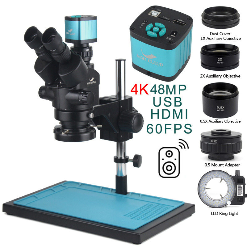 Stereo Trinocular Microscope Pcb - 3.5X-90X Simul-Focal ستيريو ثلاثي العينيات المجهر
