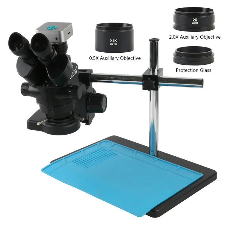 Stereo Trinocular Microscope Pcb - التكبير 3.5X-90X كونفوكال ثلاثي العينيات 48MP