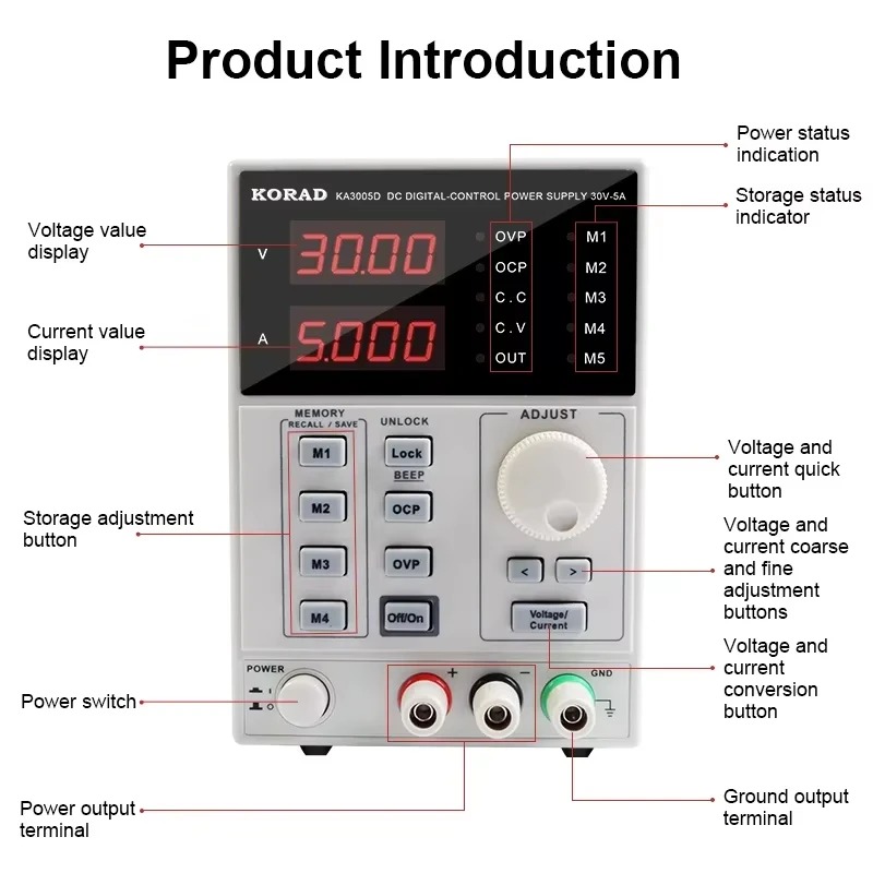 Programmable Dc Power Supply 30V 10A - KA3010P 30 فولت 10A KA3010D 30