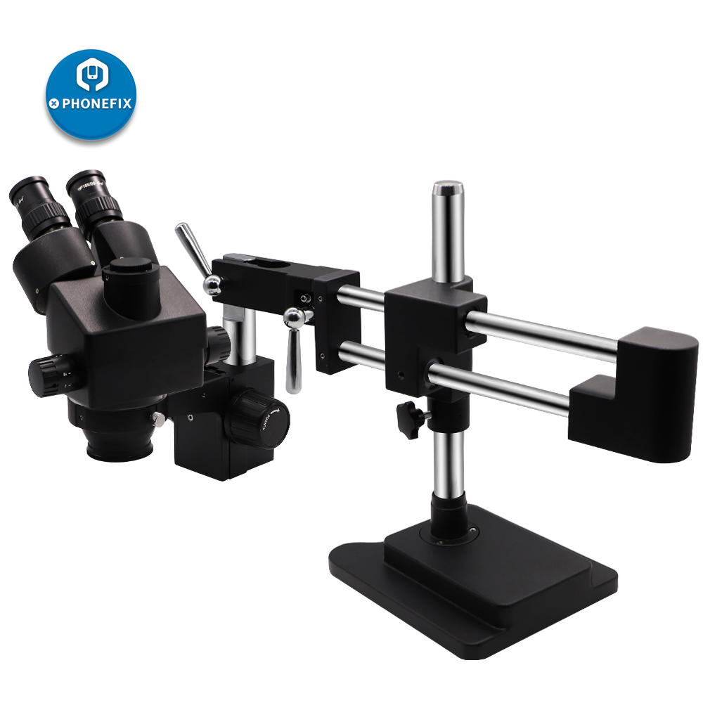 3.5X-90X أسود مزدوج الذراع مجه - مراجعة Stereo Trinocular Microscope Pcb وسعره